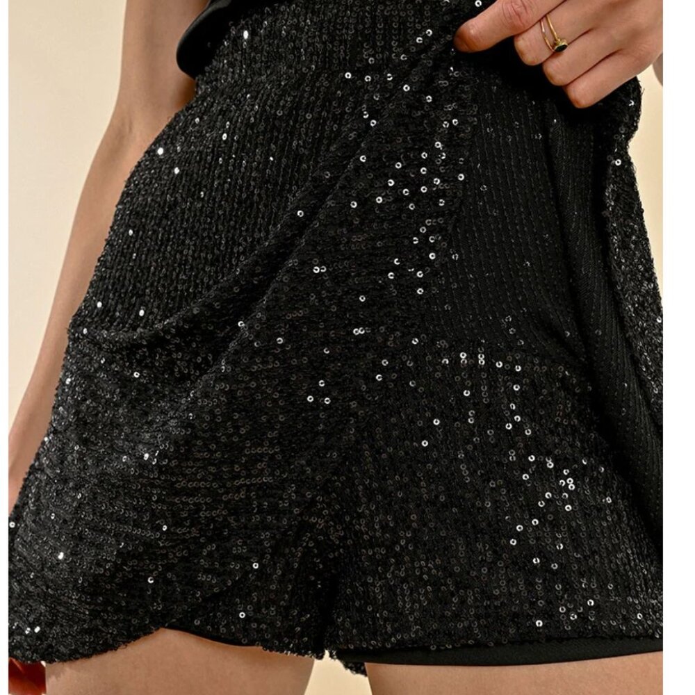 Molly Bracken Black Sequin Mini Skirt Small NWT - Picture 7 of 12